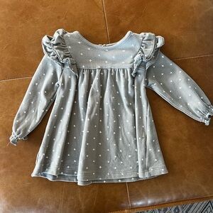 Quincy Mae Gray Dress with White Cross Pattern